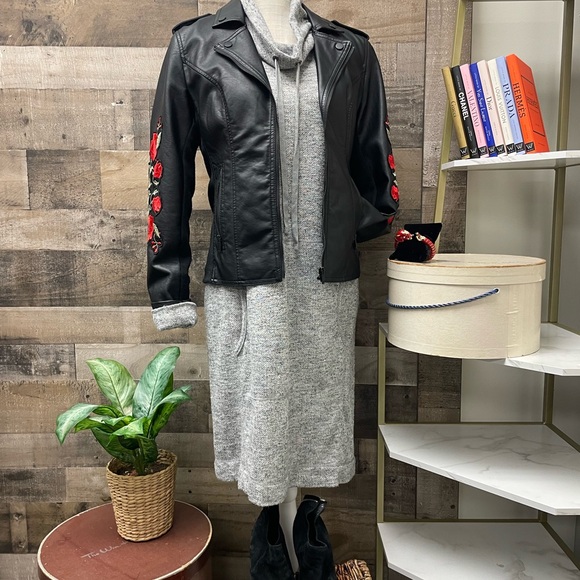 Max Studio Weekend Heather Gray Cowl Neck Sweater Dress Size Medium - Picture 8 of 9